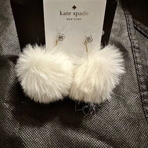 NWT Kate Spade Clear and Gold Stud With Pom Poms Earrings
